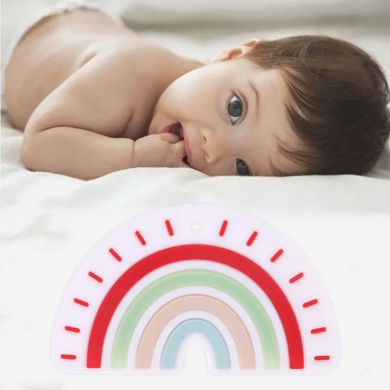 

New Silicone Rainbow Tooth Gel Baby Teether Infant Newborn Chews Pacifier Chain Early Learning Toys