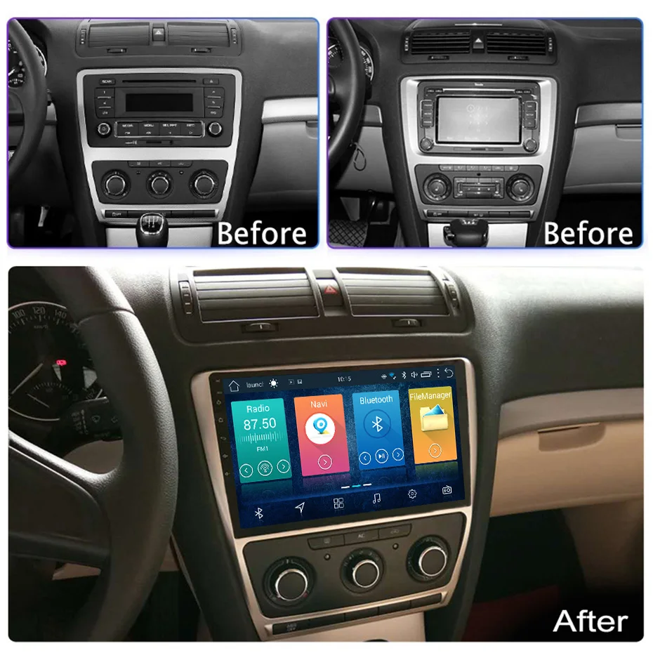 10 1 дюймовый 2.5D IPS HD мультисенсорный экран Android 2007 2 Гб ОЗУ 32 ПЗУ NAVI для Skoda octavia 2014 с