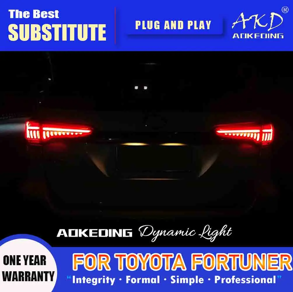 Задняя фара AKD для Fortuner светодиодная задняя 2016-2020 противотуманная сигнал