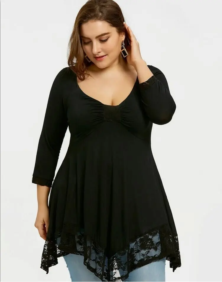 

Одежда 5xl кружевное лоскутное женское платье повседневное короткое платье с длинным рукавом и круглым вырезом черное, фиолетовое, зеленое ж...
