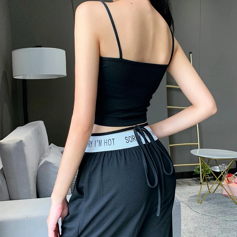 Майка женская на шнуровке InsGoth готический облегающий кроп-топ в стиле Харадзюку