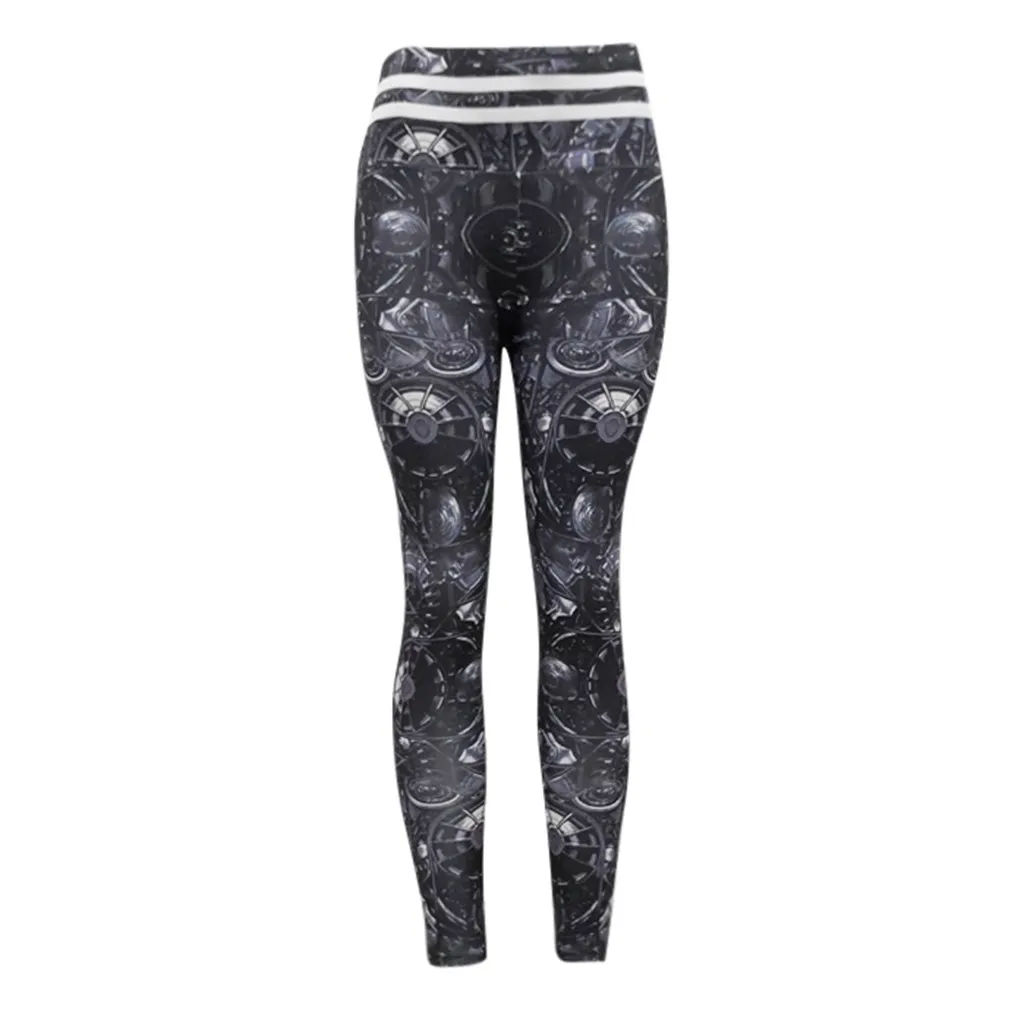Mechanical printing Женские леггинсы с высокой талией, с принтом, спортивные штаны для бега, Йога, спортивные штаны, Joggng, Женские легинсы для тренировки и фитнеса, спортивные штаны - Цвет: Mechanical printing