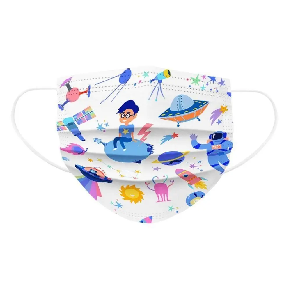 50 шт одноразовые детские маски для лица 3 Слои Нетканые Костюмы на Хэллоуин с