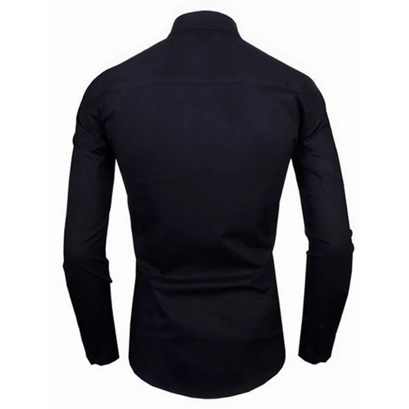 Мужская хлопковая рубашка с отложным воротником Zogaa повседневная однотонная