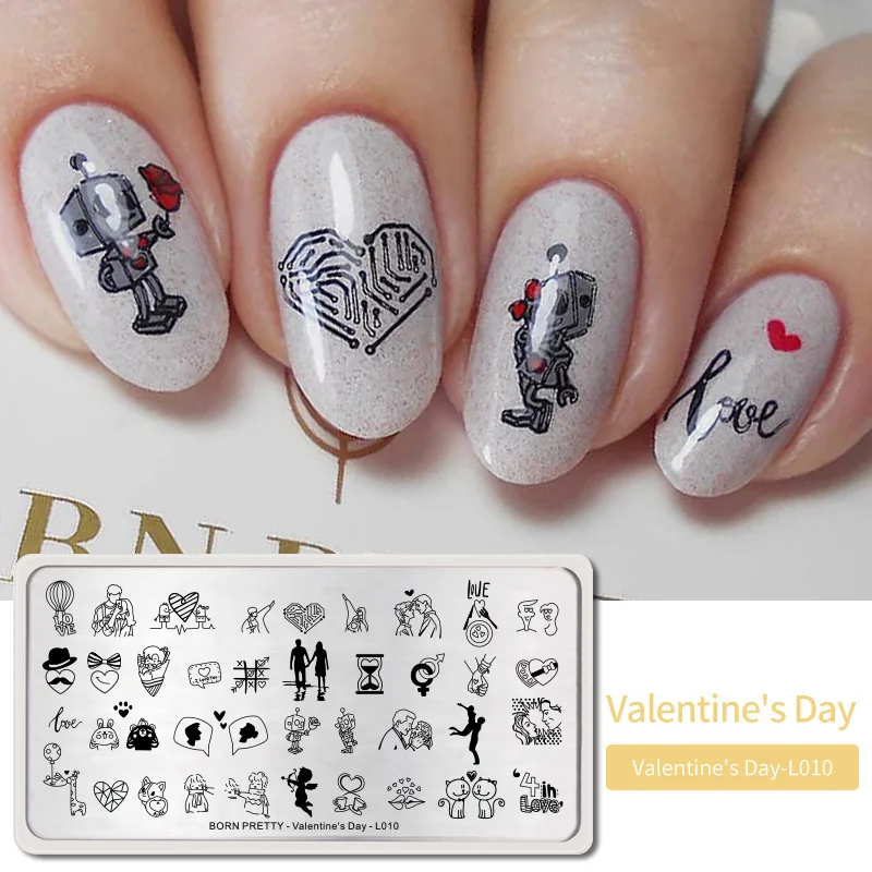 Valentines Day1 BORN PRETTY дизайн ногтей штамп штамповка шаблон цветок геометрии любовь DIY маникюр изображение пластины из нержавеющей стали дизайн ногтей трафарет - Цвет: Valentines Day1