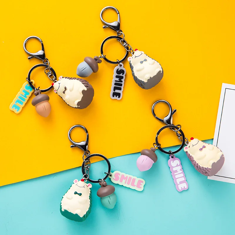 

Creative Cartoon Hedgehog Acorn Key Chains Cute Cuteness Pet Pine Cone Hedgehog Key Chain Bag Pendant Gift Key Ring