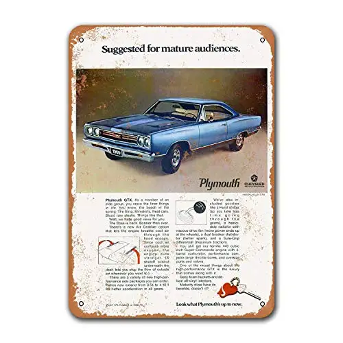 

1969 Plymouth GTX Tin Metal Signs Vintage Cars, Plaques Poster Bar Garage Retro Wall Decor 8x12 inch
