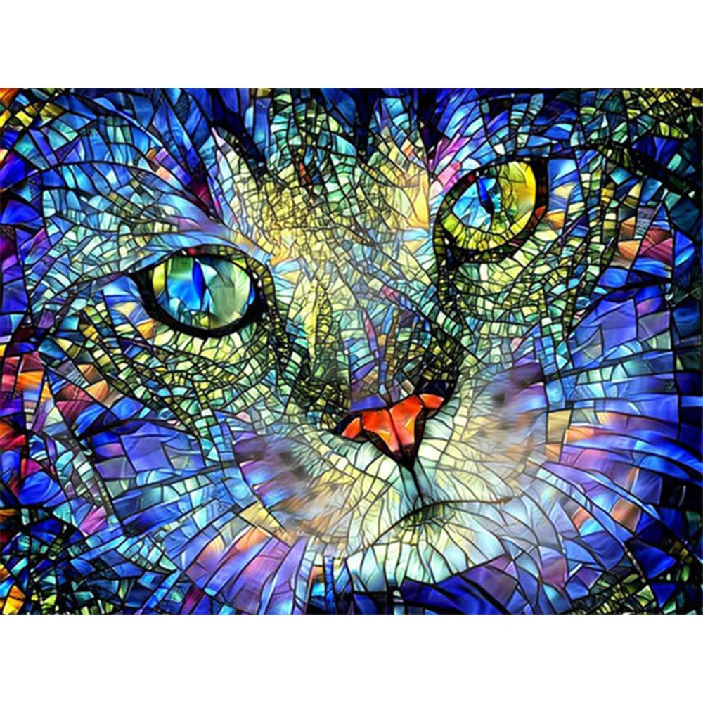 

Animals 5D Diy Diamond Painting Cross Stitch Blue Cat Full Square Round Diamond Embroidery Home Mosaic Needlwork Rhinestones Kit
