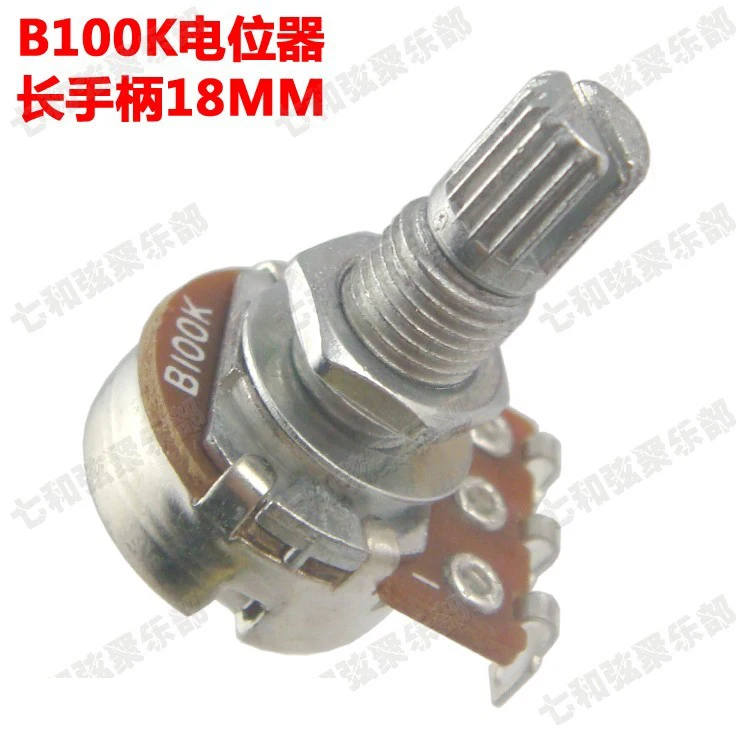 

10 pcs b100k long Split shaft 18mm ELectric Bass Guitar Volume Tone Pots Audio Tone Switch Potentiometer