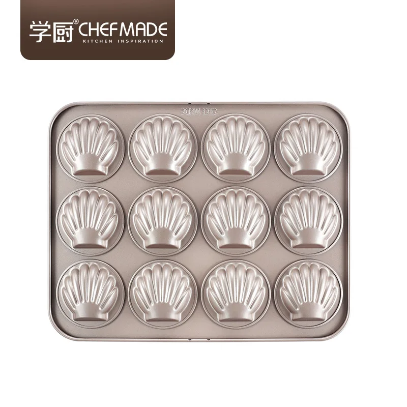 CHEFMADE 12 чашек антипригарная ракушка Мадлен кастрюля для торта Золотая гребешок