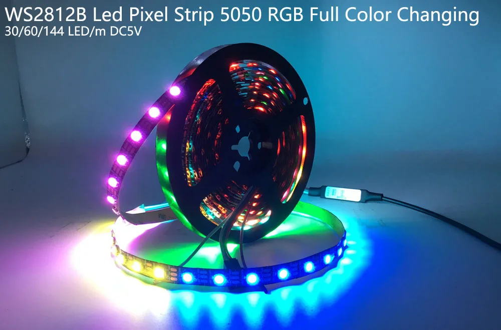 WS2812B WS2812 RGB светодиодный светильник водонепроницаемый индивидуально адресуемый умный RGB светодиодный светильник для украшения дома Рождественский 0,5 м-5 м