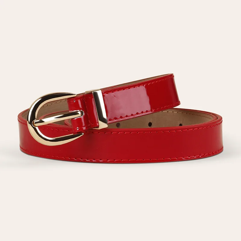 

New Women Waist Belts Lovely Girl PU Leather Strap Dress Decorated Narrow 105cm Belts Female Fashion Gold Pin Buckle Waistband