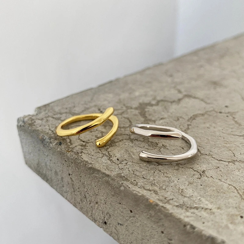 

Besimpol New 925 Sterling Silver Rings Double-layer Simple Punk Couple Adjustable Ring For Lovers Luxury Fine Ring Jewelry Gifts