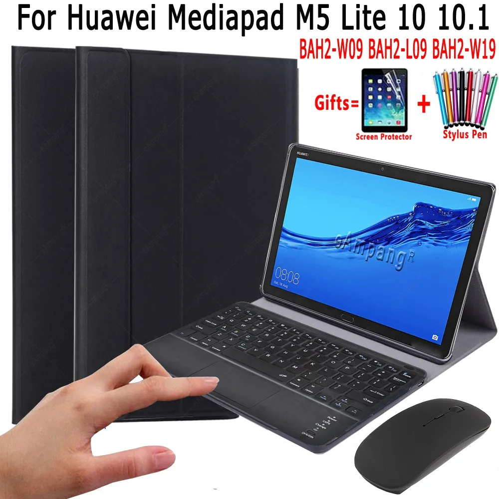 

Leather Case with Touchpad Keyboard For Huawei M5 Lite 10 10.1 BAH2-W09 BAH2-L09 BAH2-W19 Wireless Keyboard Cover and Mice