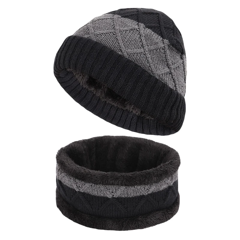 Шапочка зимняя шапка шарф Набор громоздкий вязание шеи теплый плюшевый бархат