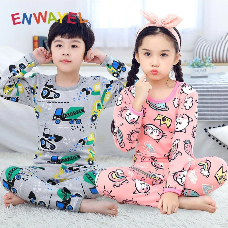 Kids Pajama Sets for Boys Girls Children's Clothing Sleepwear Nightwear Warm Fur Lining Thickening Cotton Autumn Winter | Мать и