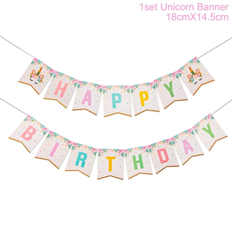 Birthday Banner Huiran «Мой маленький пони»; подарки на день рождения; вечерние принадлежности с единорогом; декор для вечеринки в честь Дня рождения; декор для мальчиков и девочек; единороги - Цвет: Birthday Banner