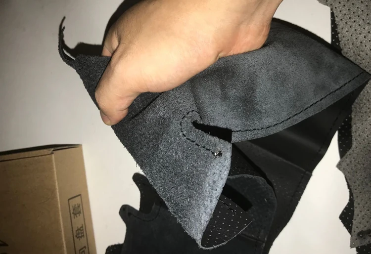 Черный верхний слой кожи прошитый вручную чехол рулевого колеса автомобиля для