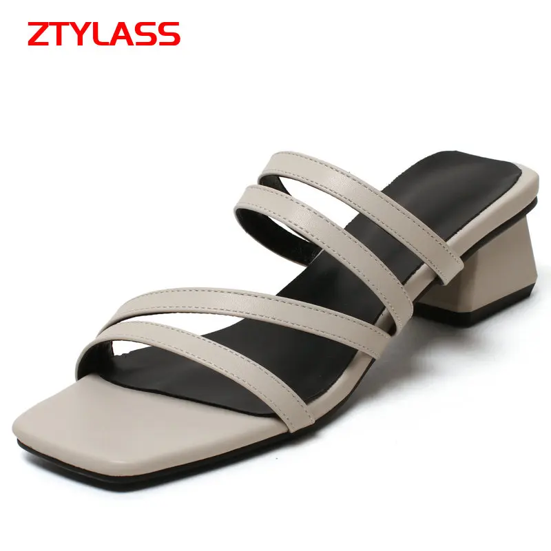 

2021 New Women Summer Sandals Comforty Low Heels Slippers Slip On Mules Sandals Casual Everyday Shoes