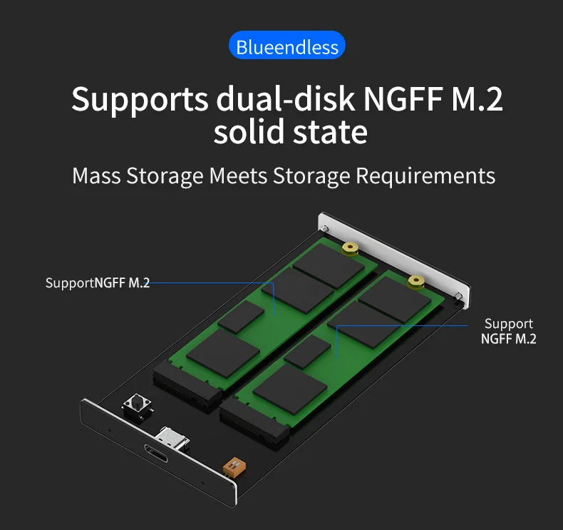 Двойной твердотельный дисковый массив NGFF M.2 чехол ssd с функцией RAID корпус SSD Тип C дисковый массив коробка 2 отсека для резервного копирования данных