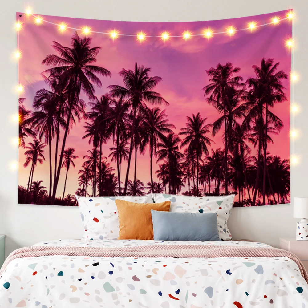 

Nature Landscape Tapestry Palm Trees in Tropical Sunset Wall Hanging Dorm Bedroom Living Room Fashion Art Decor Beach Picnic Mat