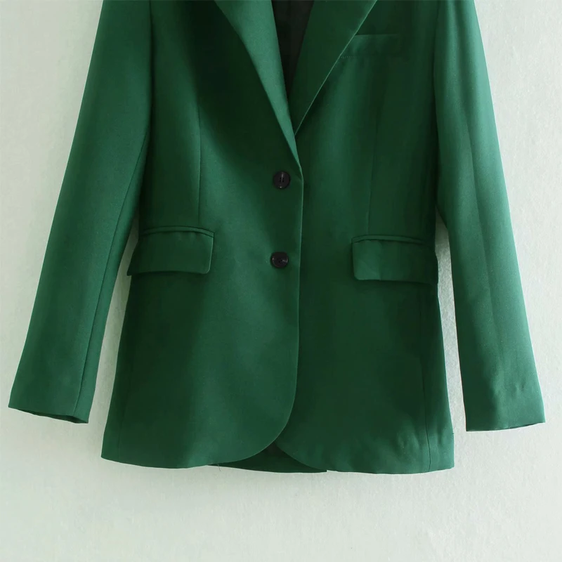 

Spring and autumn women's casual solid color single-breasted pocket decorative jacket