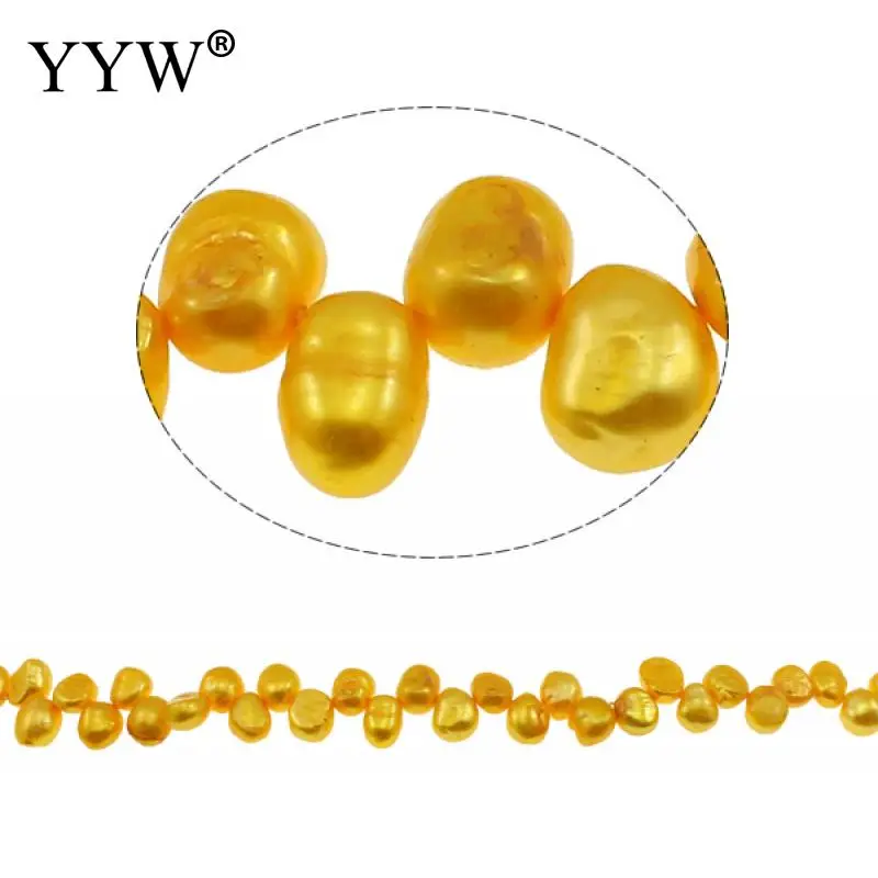 

Top Drilled Golden Yellow 8-9mm Cultured Baroque Freshwater Pearl Beads 14.5inch/Strand for DIY Bracelet Necklace Jewelry Making
