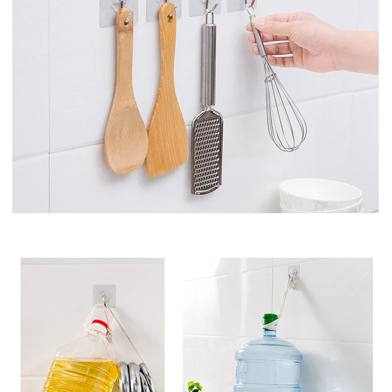 10 шт. настенные крючки прозрачный многоразовый бесшовный кожзам крюк 10кг (макс)