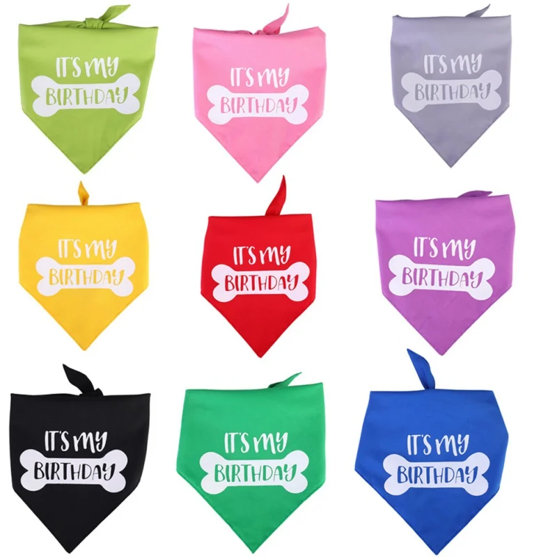 

2021 Bibs Dog Birthday Bandana Bibs Puppy Adjustable Triangle Saliva Towels Bone Models Birthday Triangle Scarf Supplies