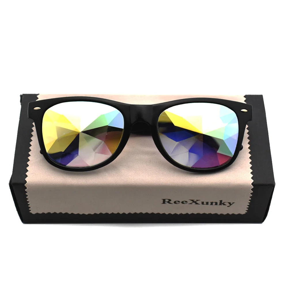 2022 New Pink Rainbow Square Kaleidoscope Glasses For Men Women EDM Light Diffraction Futuristic sunglasses Rave Festival