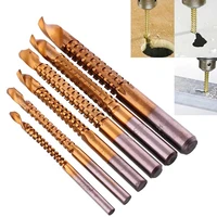 6pcsset top quality titanium plating high speed steel drill bits carpenter woodworking drilling cut grooving saw drill bits2
