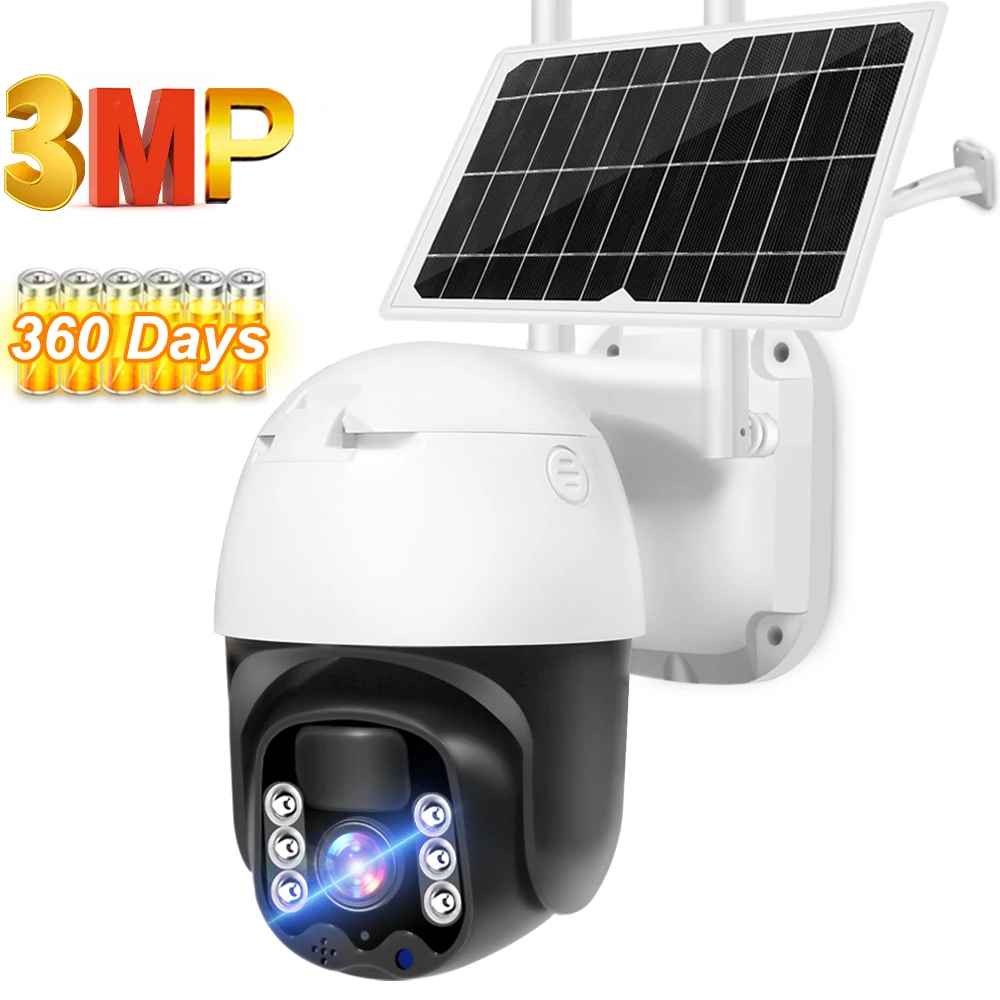 

WIFI IP Battery Camera 3MP HD 8W Solar Panel Powered PTZ Security CCTV Surveillance Outdoor Rechargeable Battery Wireless camera