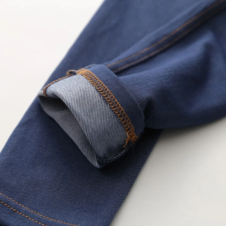 

New Spring Summer Fashion Girls Boys Pencil Knit Imitation Denim Fabric Jeans Kids Candy Color Mid Waist Full Length Pants