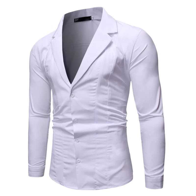 Мужские рубашки Slim Fit с длинным рукавом, повседневный Одноцветный костюм с воротником, деловая сорочка Homme, Мужская облегающая Классическая мужская рубашка