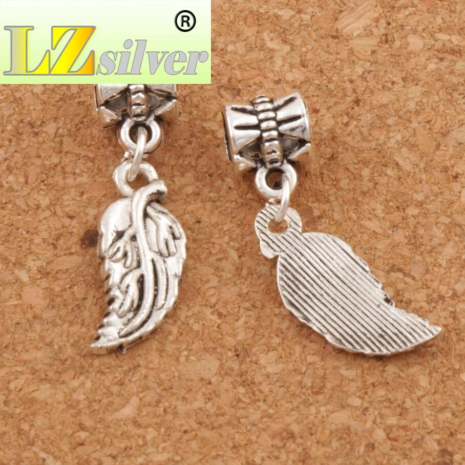 Soft Leaves Leaf Big Hole Beads 29.8x8.4mm 100pcs zinc alloy Fit European Charm Bracelets B362