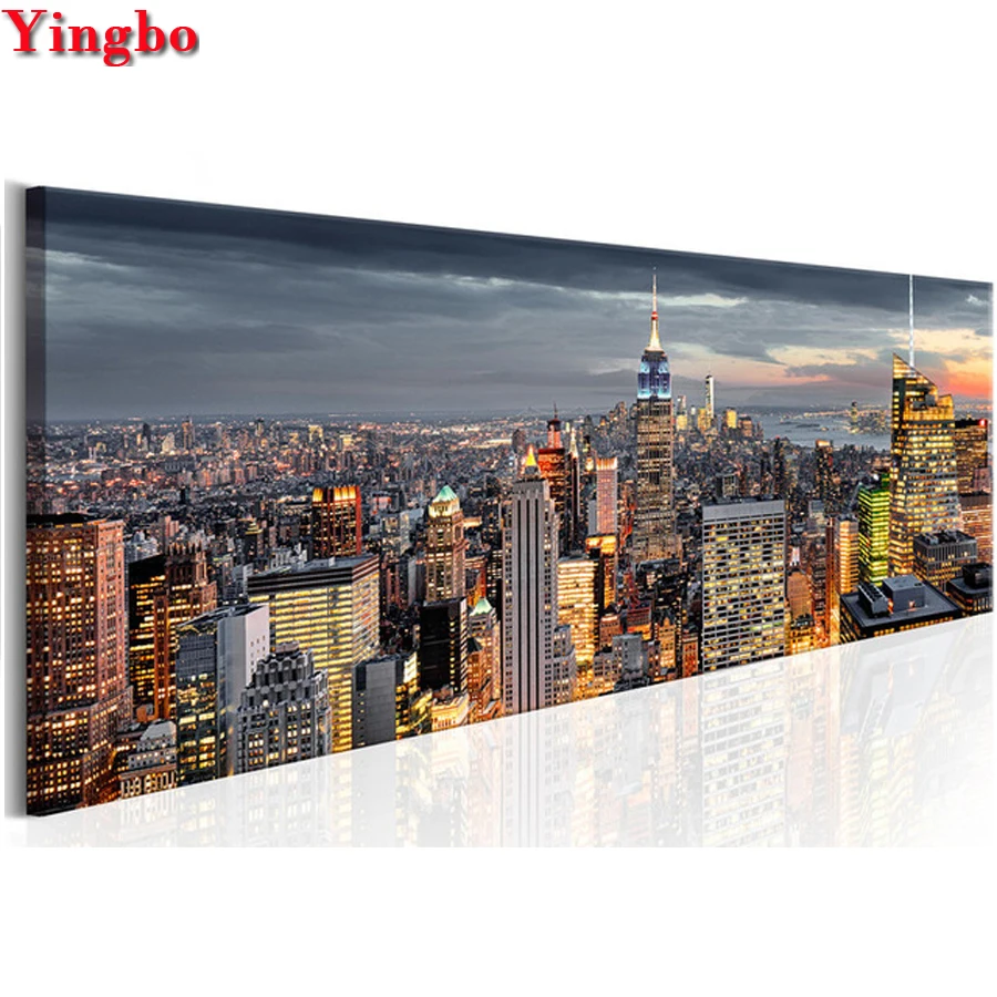 

Большая 5D алмазная живопись «сделай сам», современный городской пейзаж, алмазная вышивка, вышивка, полная круглая квадратная мозаика Страз...