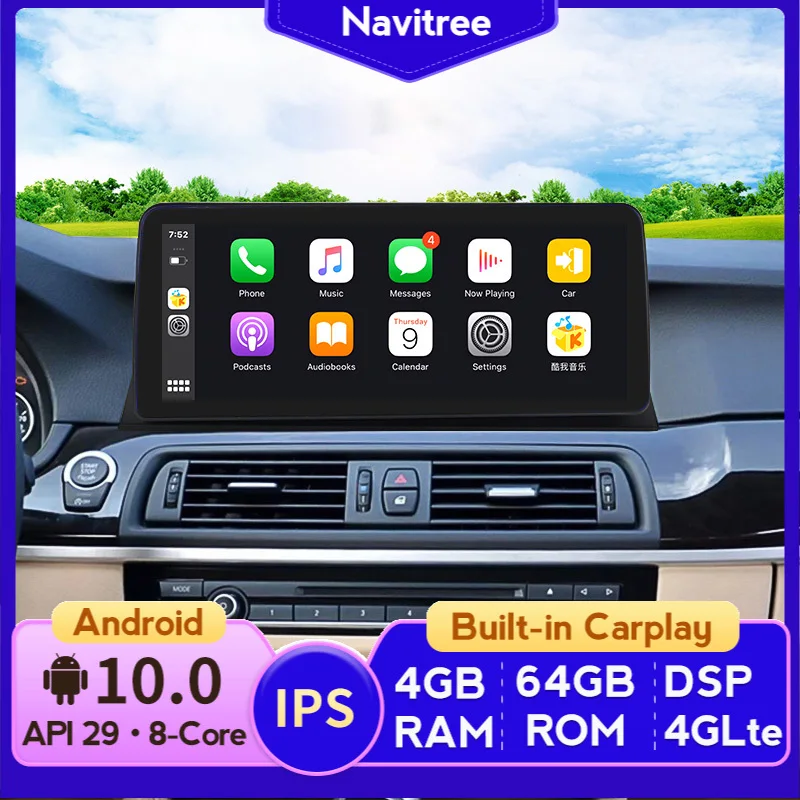 Автомобильный DVD плеер с GPS Android 10 для BMW 5 Series F10 F11 (2011 2015 2016) CIC/NBT автомобильное