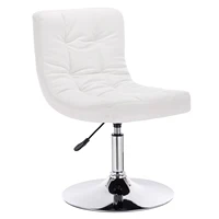 1PC White Bar Chair Stepless Height Adjustment Chrome-Plated Steel Synthetic Leather Well-padded Seat with Backrest Lounge Chair