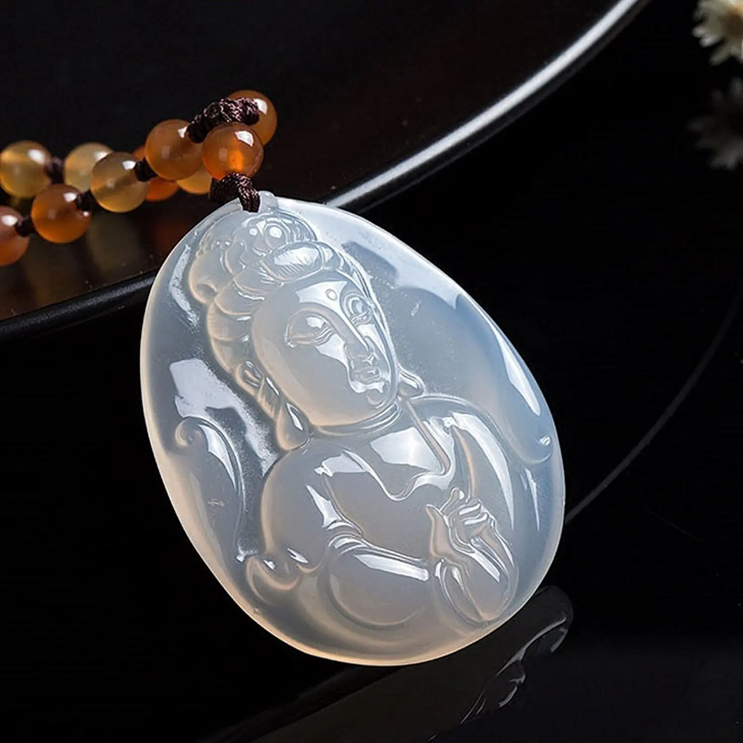 LETSFUN изящные ювелирные изделия подвеска-ожерелье из натурального белого агата