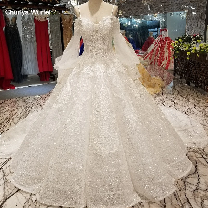 LS64747 свадебное платье с рукавамиТюль Фонарь рукава Милая Блестящий нарядное