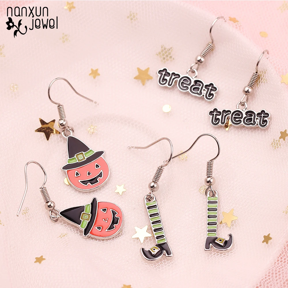 Горячая Распродажа 3 пар/компл. Хэллоуин Тыква обувь лечения висячие серьги