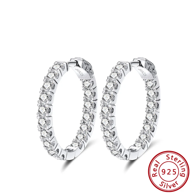 ORSA JEWELS Аутентичные 925 пробы серебряные серьги-кольца для женщин AAA кубический циркон круглые серьги модные ювелирные изделия подарок SE81 - Цвет камня: SE220