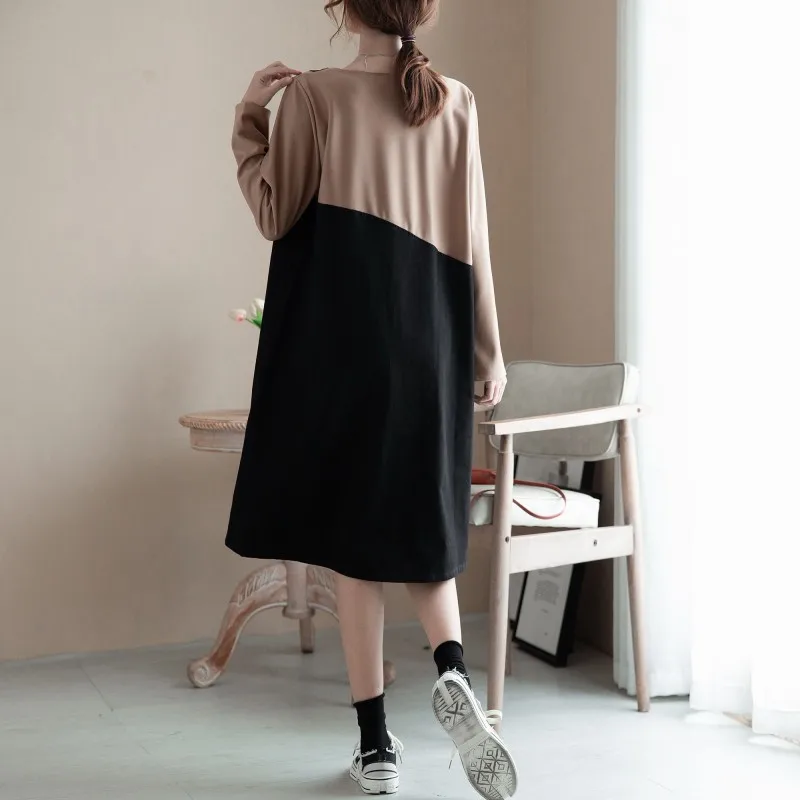 Женское осеннее модное Спортивное платье в стиле пэчворк 2020 Повседневная