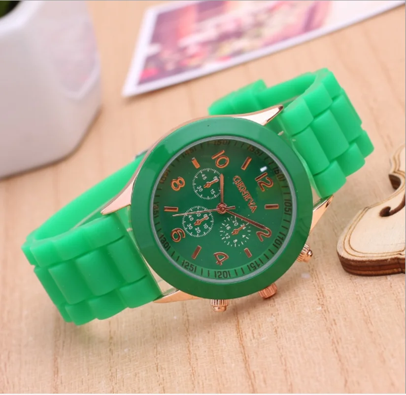 

High Quality Ladies Silicone Fashion Geneva Three-Eye Student Candy Color Jelly Quartz Watch Female Xmas Gifts