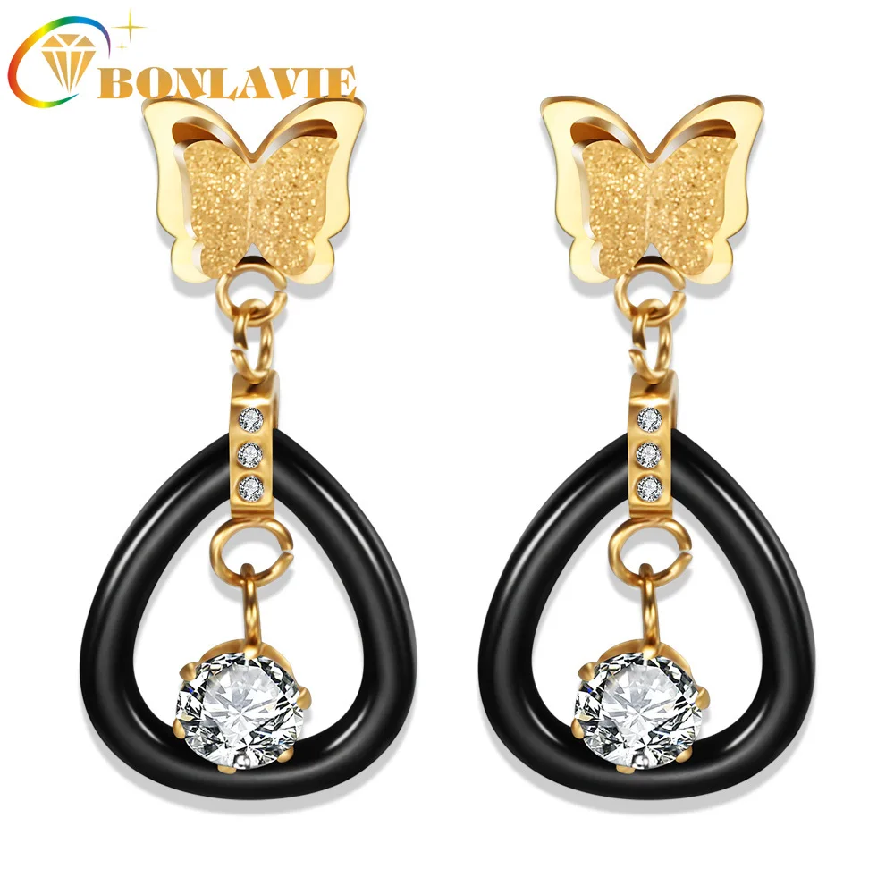 Корейские керамические висячие серьги BONLAVIE модные подвески с животным бабочкой