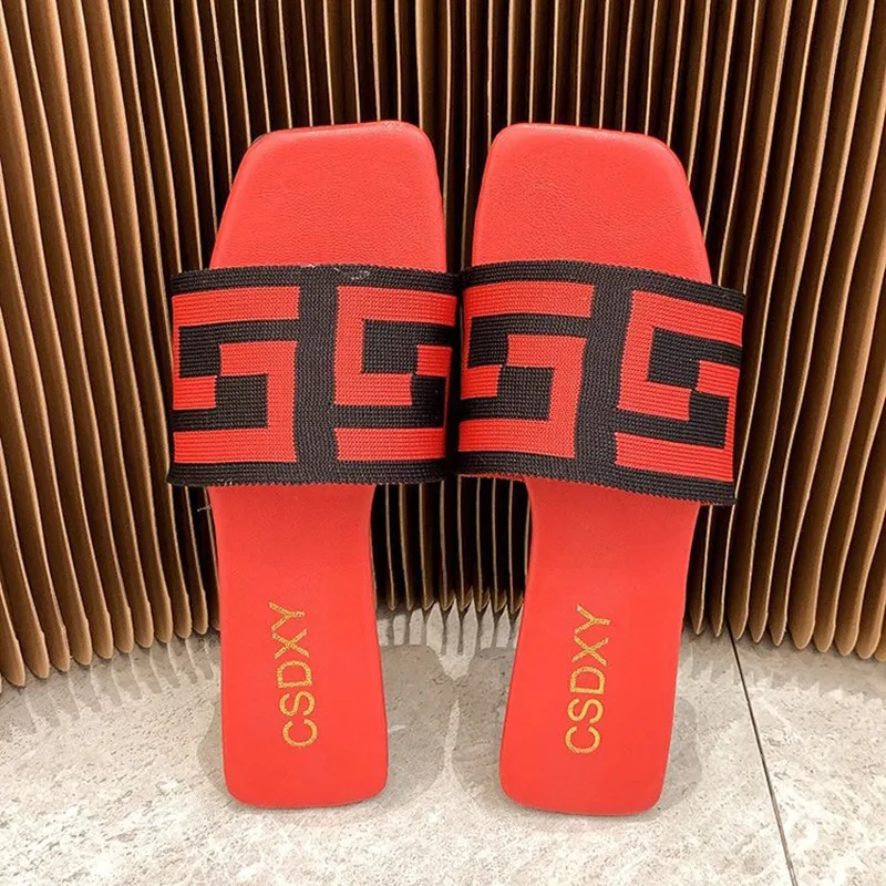 Women Sandals Summer Women Slippers Fashion Ladies Peep Toe Slippers Ladies Canvas Flat Sandals Female Mules Shoes Size 35-42