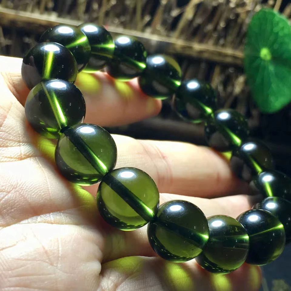 Горячая Распродажа A ++ натуральный молдавит зеленый аэролитный браслет из