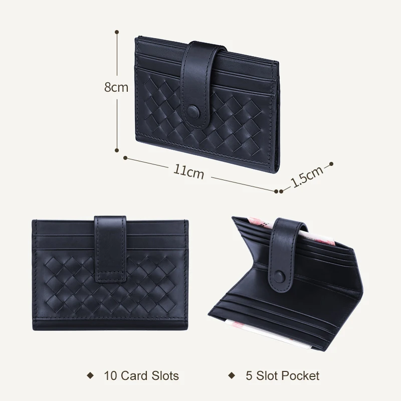 Dark Blue Сумка для карт, женский кожаный держатель для карт, ультратонкий мини тканый чехол для карт, роскошный бренд, сумка для кредитных карт, Мужская модная простая Новинка - Цвет: Dark Blue