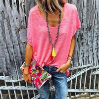 summer candy color v neck short sleeved casual t shirt bottoming shirt top