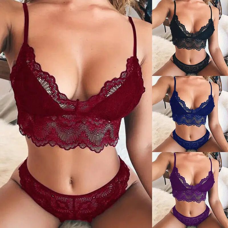 

Women New Lace Lingerie Set Transparent Bra Sexy Women's Underwear Party Sets Lace Black Lingerie Bra Set Underwear Set